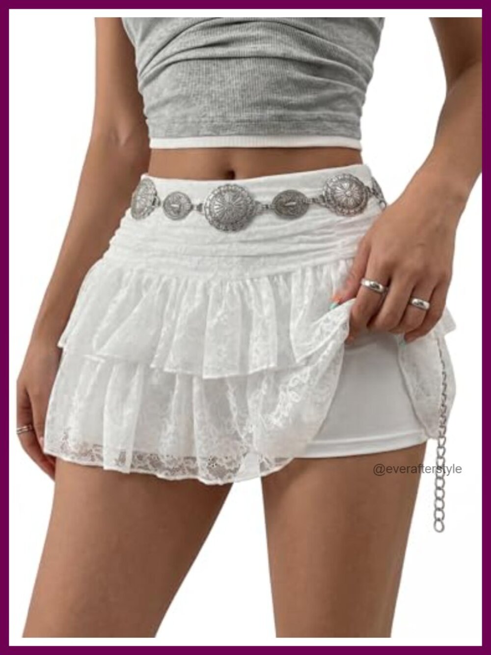 Lace Mini Skort with Built-in Shorts & Bonus Waist Chain